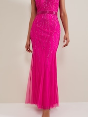 Phase Eight Pink Rowena Beaded Maxi Dress - Image 5 of 7