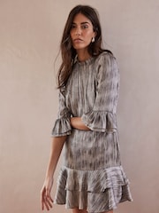 Mint Velvet Grey Mini Ruffle Dress - Image 1 of 4