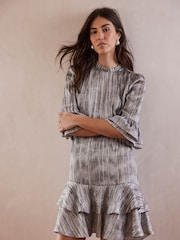 Mint Velvet Grey Mini Ruffle Dress - Image 2 of 4