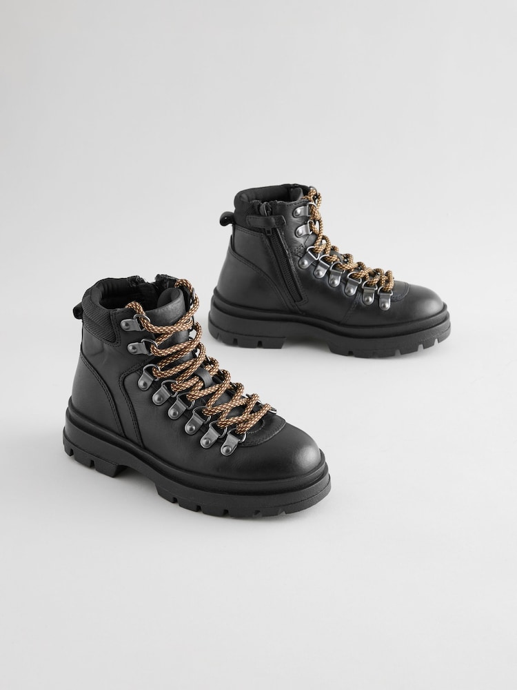Black Leather Hiker Boots - Image 2 of 7