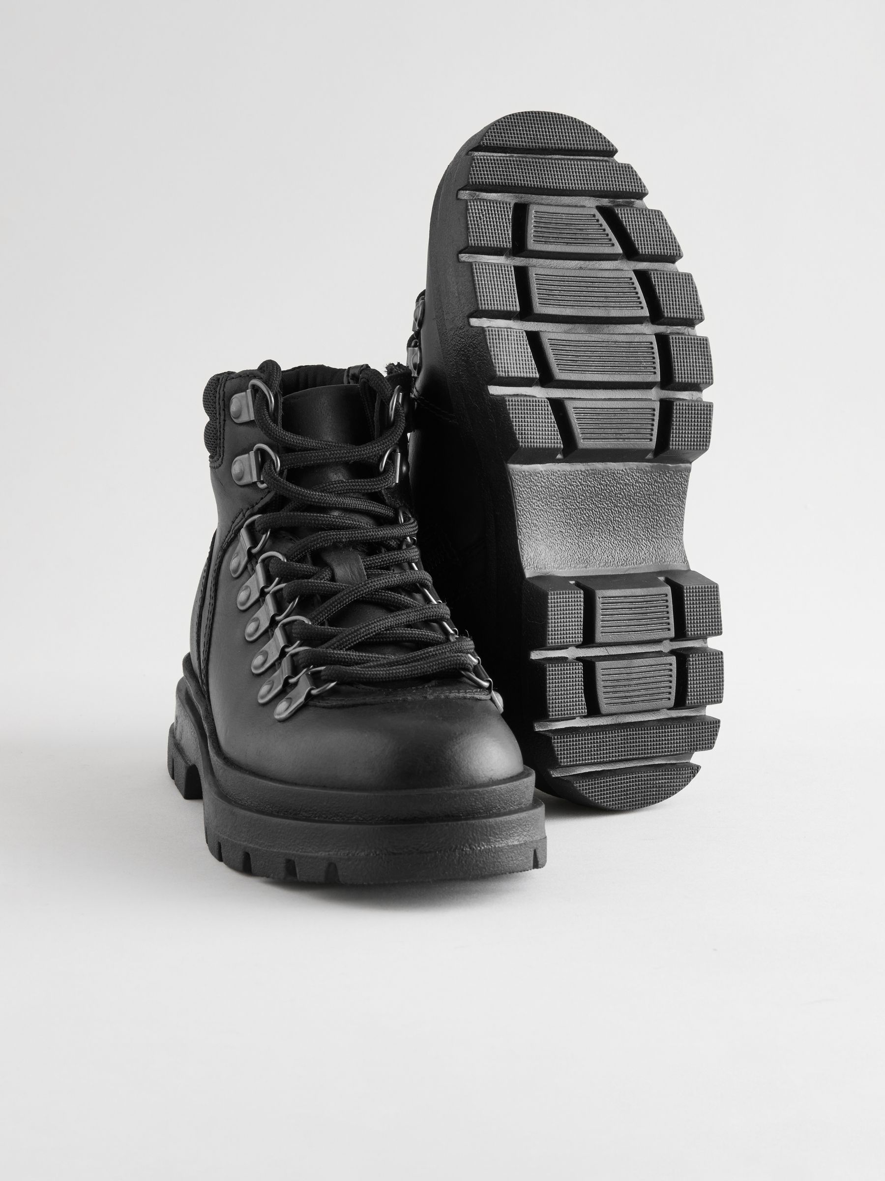 Black Leather Hiker Boots