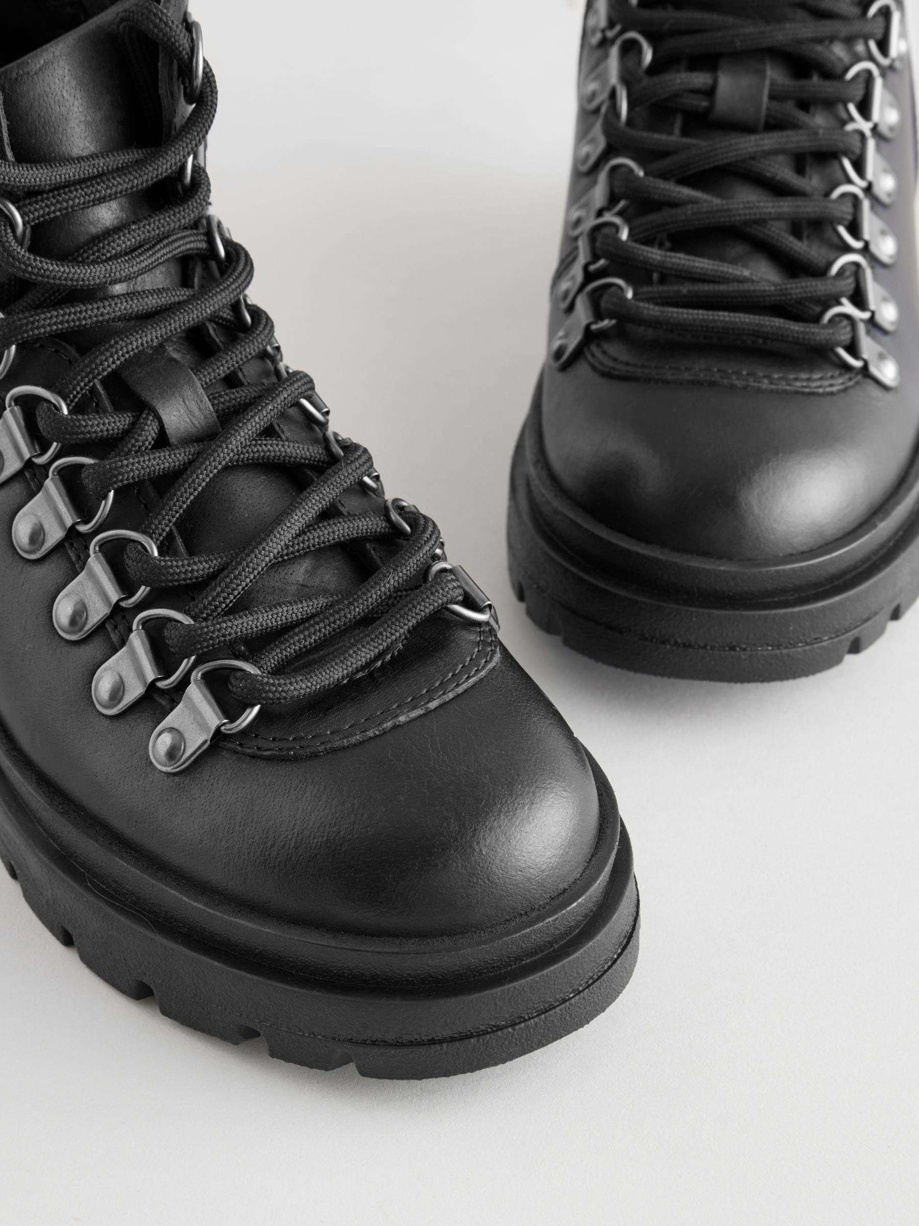 Black lace up hiker boots best sale