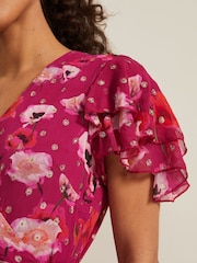 Phase Eight Pink Petite Petite Nadine Ruffle Print Dress - Image 4 of 6
