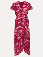 Phase Eight Pink Petite Petite Nadine Ruffle Print Dress - Image 6 of 6
