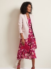 Phase Eight Pink Petite Nadine Ruffle Print Dress - Image 4 of 7