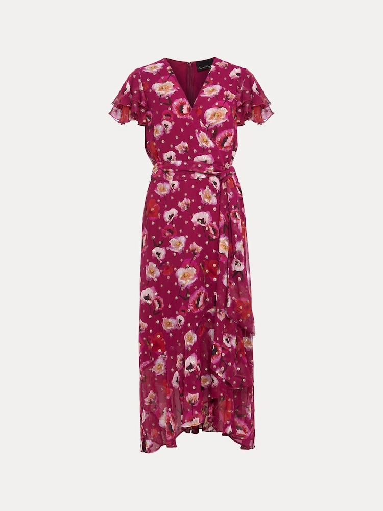 Phase Eight Pink Petite Nadine Ruffle Print Dress - Image 7 of 7 Phase Eight Pink Petite Nadine Ruffle Print Dress - Image 7 of 7
