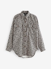 Leopard Oversized Denim 100% Cotton Shirt - Image 3 of 6