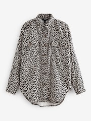 Leopard Oversized Denim 100% Cotton Shirt - Image 5 of 6