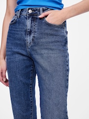 PIECES Blue High Waisted Straight Leg Jeans - Image 5 of 7