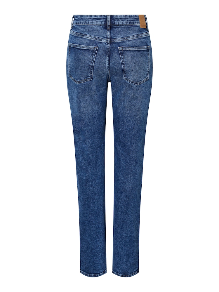 PIECES Blue High Waisted Straight Leg Jeans - Image 7 of 7