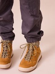 Tan Brown Leather Lace Up Boots - Image 4 of 9