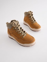Tan Brown Leather Lace Up Boots - Image 5 of 9