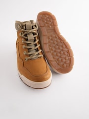 Tan Brown Leather Lace Up Boots - Image 7 of 9