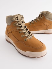 Tan Brown Leather Lace Up Boots - Image 8 of 9