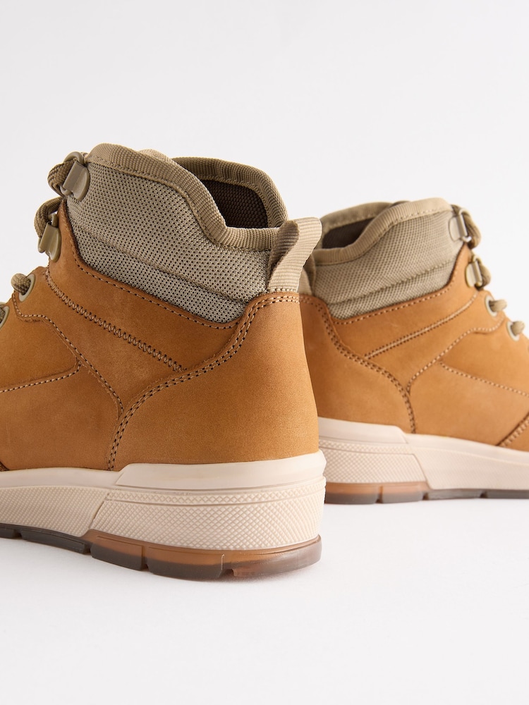 Tan Brown Leather Lace Up Boots - Image 9 of 9