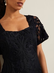 Phase Eight Blue Petite Matilda Tapework Midi Dress - Image 5 of 6