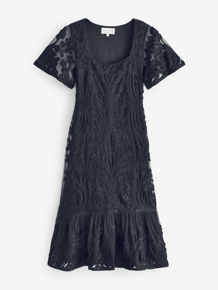 Phase Eight Blue Petite Matilda Tapework Midi Dress - Image 6 of 6