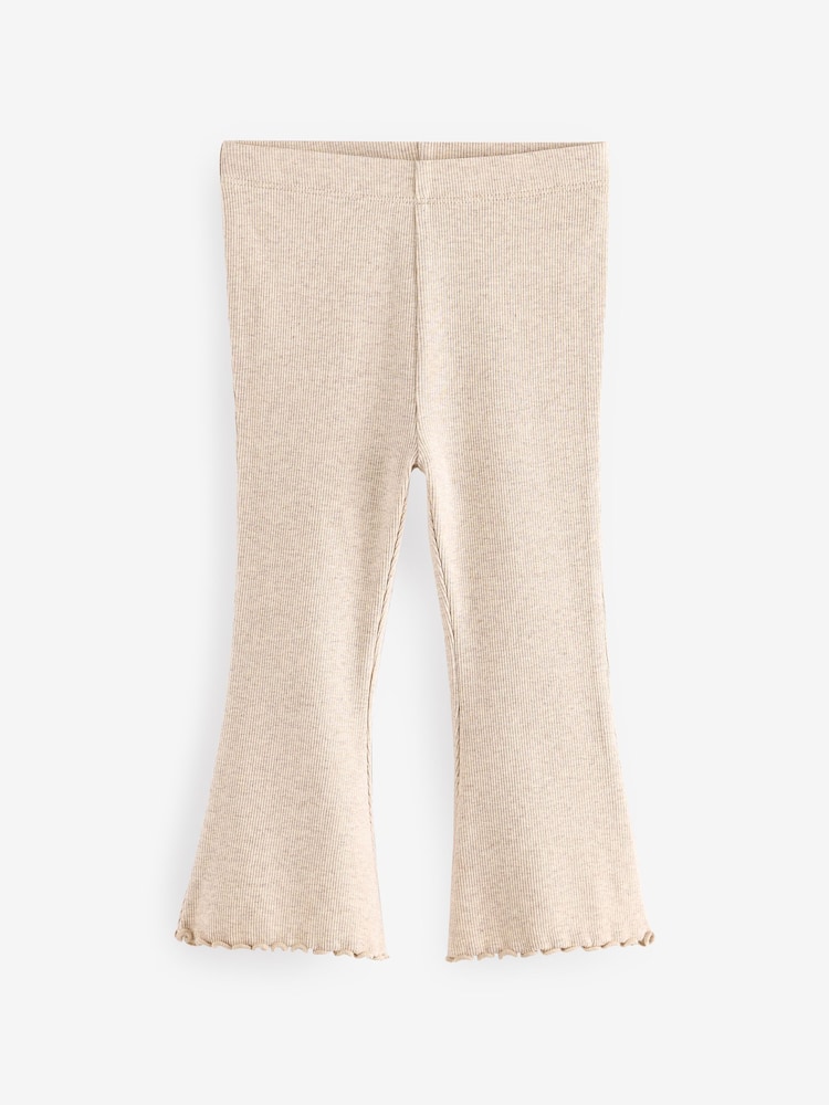 Oatmeal Cream Rib Flare Leggings (3mths-7yrs) - Image 1 of 3