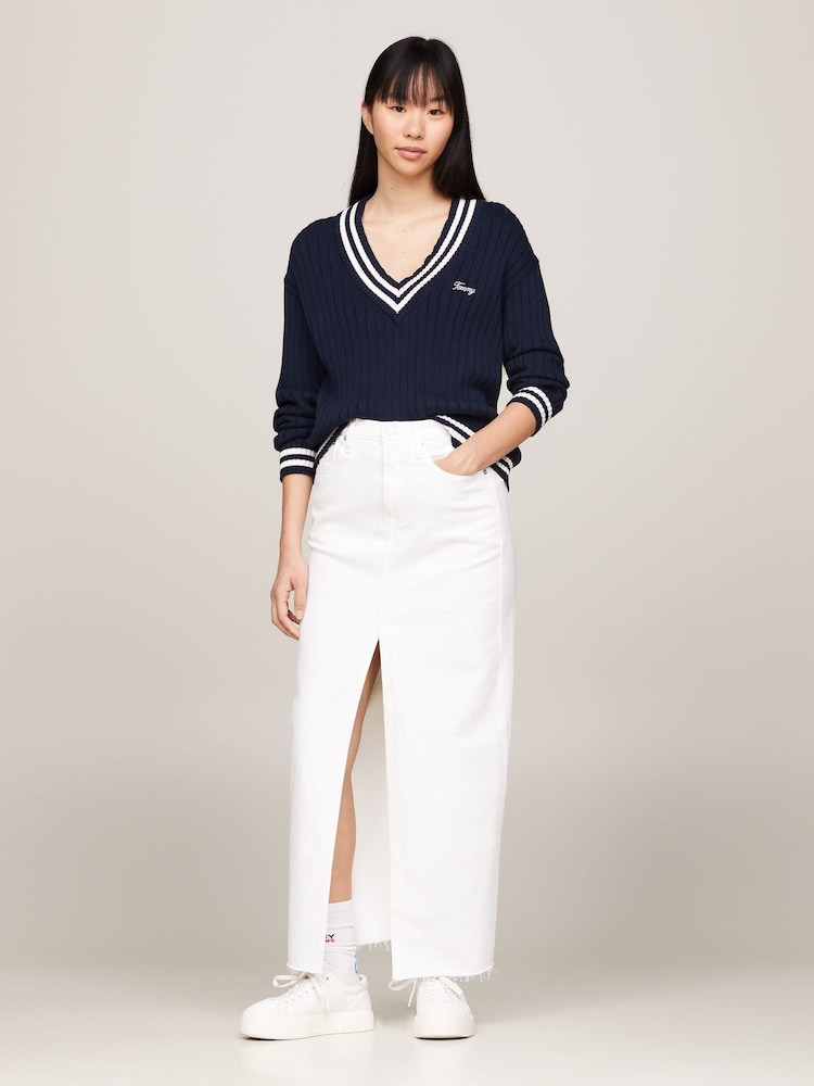 Tommy Jeans White High Claire Maxi Skirt - Image 1 of 6