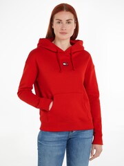 Tommy Jeans Red Boxy 100% Cotton Hoodie - Image 1 of 6