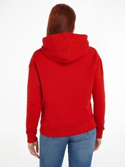 Tommy Jeans Red Boxy 100% Cotton Hoodie - Image 2 of 6