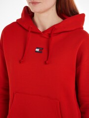 Tommy Jeans Red Boxy 100% Cotton Hoodie - Image 3 of 6