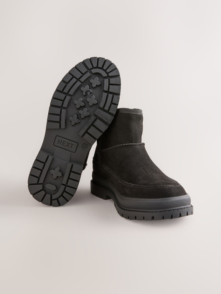 Black Faux Fur Suede Boots - Image 2 of 5
