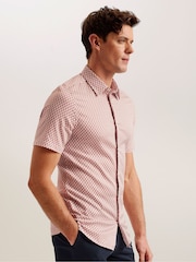 Ted Baker Natural Lacesho Short Sleeve Geo Printed Shirt - Image 1 of 6