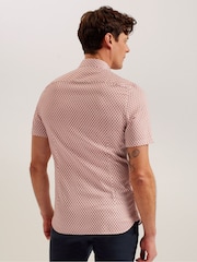 Ted Baker Natural Lacesho Short Sleeve Geo Printed Shirt - Image 2 of 6