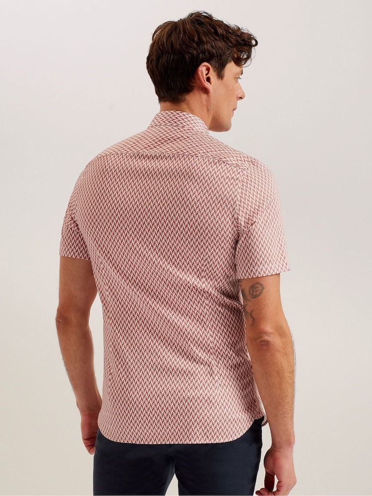 Ted Baker Natural Lacesho Short Sleeve Geo Printed Shirt - Image 2 of 6