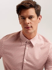 Ted Baker Natural Lacesho Short Sleeve Geo Printed Shirt - Image 4 of 6