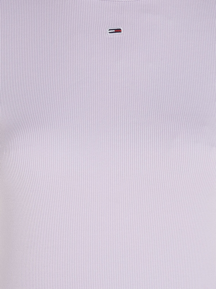 Tommy Jeans Purple Slim Essential Rib T-Shirt - Image 7 of 7