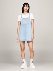 Tommy Jeans Blue Denim Pinafore Dress - Image 1 of 6