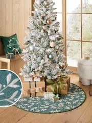 Green Washable Mistletoe Christmas Tree Mat - Image 1 of 3