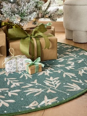 Green Washable Mistletoe Christmas Tree Mat - Image 2 of 3