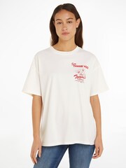 Tommy Jeans White Oversized Novelty T-Shirt - Image 1 of 6