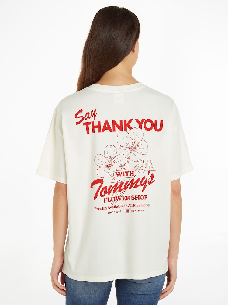 Tommy Jeans White Oversized Novelty T-Shirt - Image 2 of 6