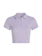Tommy Jeans Purple Crop Polo Top - Image 4 of 6