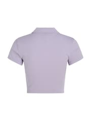 Tommy Jeans Purple Crop Polo Top - Image 5 of 6