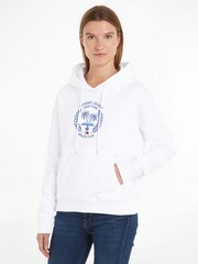 Tommy Jeans White Palm Print Hoodie - Image 1 of 6