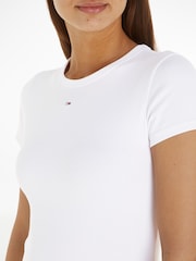 Tommy Hilfiger White Slim Essential Rib T-Shirt - Image 3 of 6