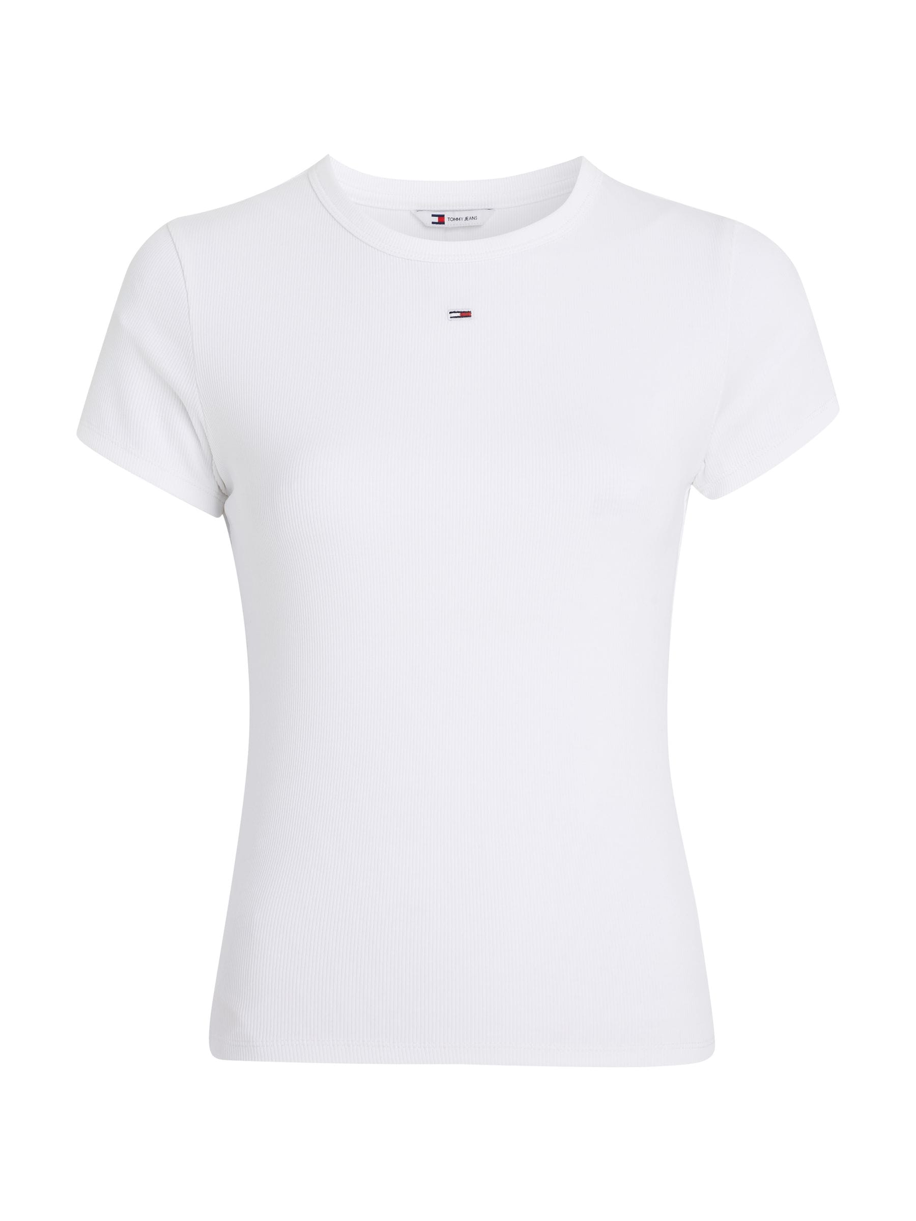 売れ筋商品|||トミーヒルフィガー Tシャツ レディース トップス SLIM ESSENTIAL  - Basic T-shirt - white Buy Tommy Hilfiger White Slim Essential Rib T-Shirt from
