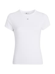 Tommy Hilfiger White Slim Essential Rib T-Shirt - Image 4 of 6
