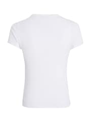 Tommy Hilfiger White Slim Essential Rib T-Shirt - Image 5 of 6