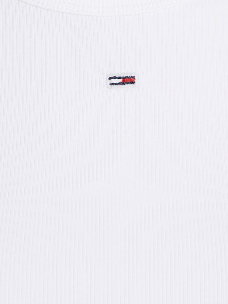 Tommy Hilfiger White Slim Essential Rib T-Shirt - Image 6 of 6