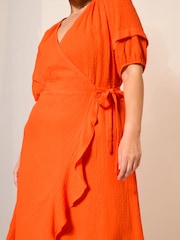 Платье миди с запахом и рукавами-буфами Curves Like These - Image 3 of 5