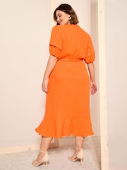 Платье миди с запахом и рукавами-буфами Curves Like These - Image 4 of 5