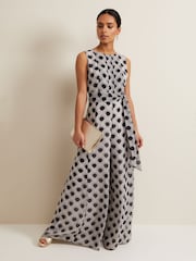 Phase Eight Black Petite Print Petite Janine Jumpsuit - Image 1 of 7
