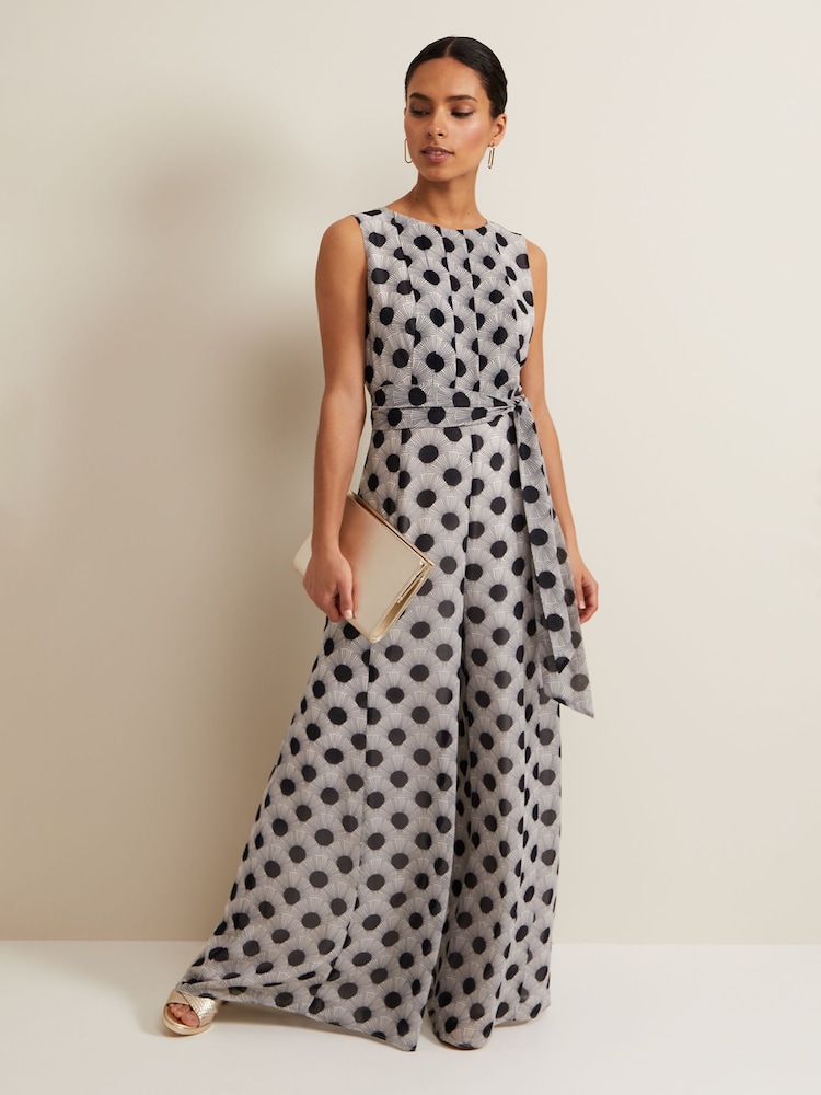 Phase Eight Black Petite Print Petite Janine Jumpsuit - Image 1 of 7