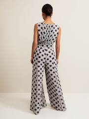 Phase Eight Black Petite Print Petite Janine Jumpsuit - Image 2 of 7